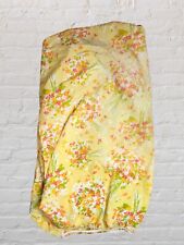 Vtg 70s  Burlington House Yellow Flower Power Percale Full Size Fitted Sheet picture