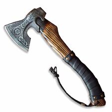Handmade Forged Carbon Steel  VIKING AXE  Ash Wood Shaft, gift for him picture