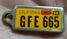 1956 California CA DAV Tag Keychain License Plate Veterans GFE 665 VINTAGE picture