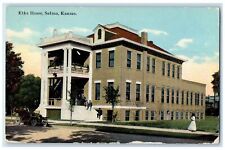 1912 Elks Home Exterior Roadside Trees Salinas Kansas KS Posted Vintage Postcard picture