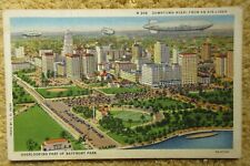 VTG LINEN POSTCARD DOWNTOWN MIAMI FRON AN AIR LINER picture