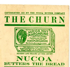 1918 The Nucoa Butter Co Churn Chicago IL Double Sided Advertising Card picture