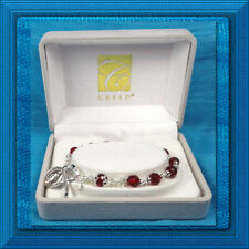 CREED GIFT BOXED Birthstone Month ROSARY BRACELET 6mm AB January Garnet RED picture