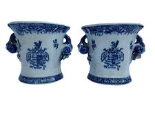 Pair of Antique Chinese JUWC 1897 United Wilson Porcelain Blue Flow Crackle Vase picture