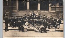 CITY MARCHING BAND sunbury pa real photo postcard rppc street parade music picture