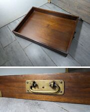Vintage Campaign/Asian Style Solid Wood Serving Tray with Brass Handles picture