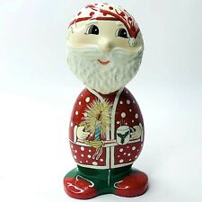 Traditions N Stone Santa Figurine Porcelain Christmas Whimsical Signed Vintage picture