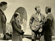 D7 Original Photograph Charles Lindbergh And Wife At Airport Plane Vintage  picture