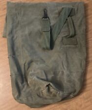 Vintage Army Duffle Bag Green Olive Cotton Canvas US Stenciled Ruck Sack Handle picture