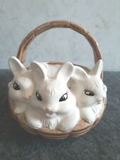  Adorable Vtg. Ceramic  Spring Bunnies In EasterBasket Atlantic mold  NicelyDone picture