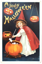 Halloween Post Card Ellen Clapsaddle Little Girl Witch Jack O Lantern Unposted picture