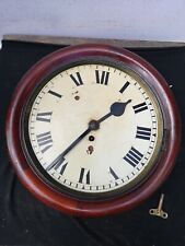Victorian English Mahogany Cased Single Fusee School /Tavern Wall Clock picture