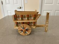 Vintage Hand Painted Wood Wagon Cart COSTA RICA  Folk Art Souvenir, Colorful picture
