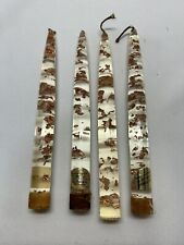 4 MCM MID CENTURY CLEAR ACRYLIC LUCITE DECORATIVE COPPER FLECKS 9” CANDLE Tapers picture