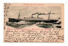 SS FRIEDRICH DER GROSSE AT SEA, NORD-DEUTSCHER LLOYD LINE ARTIST IMAGE used 1899 picture