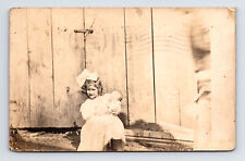 c1908 VELOX RPPC Postcard Real Photo Portrait of Young Girl and Baby Sibling picture
