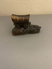 Antique Bronze Figurine Covered Wagon Door On Hill picture