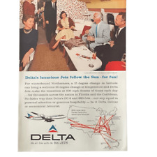 Vintage 1962 Delta Luxurious Jets Follow the Sun Ad Advertisement picture