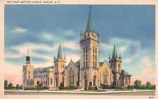 Postcard NC Shelby North Carolina First Baptist Church Linen Vintage PC f7718 picture