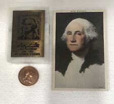 Vintage George Washington Post Card, Paperweight And Coin Memorabilia  picture