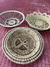 Three Beautiful Vintage Woven Baskets. Pretty Wall Decor Too  picture