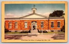 Cuyahoga Falls Ohio~United States Post Office Exterior~PM 1947~Linen Postcard picture