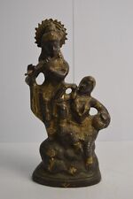 Vintage Brass Krishna & Radha Statue Hollow Metal Hindu Religious Collectible picture