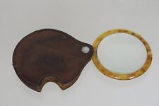 Vintage Atco Pocket Folding Magnifying Glass In Leather Pouch picture
