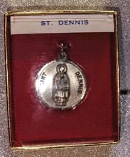 Rare Vintage Religious Medal Holy Catholic / STERLING  CREED / Saint Dennis picture