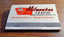 Milwaukee Chaplet Matchbooks Large Unstruck Exc. Cond Manufacturing Co. Wis. picture