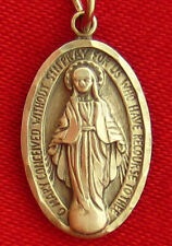 Vintage Sterling MARY MIRACULOUS Mini Medal Religious Catholic Mary Tiny Medal picture