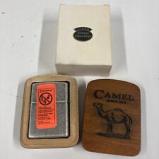 Vintage 1998 CAMEL ZIPPO Lighter Antique Silver Plate New With Wood Box  Sticker picture