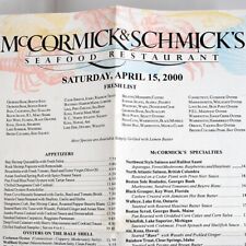 Vintage 2000 McCormick & Schmick's Seafood Restaurant Menu Kansas City Missouri picture