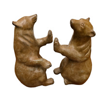 Vintage Pair of Rustic Bear Metal Bookends Soapstone Colored Cold Finish 5 Lbs picture