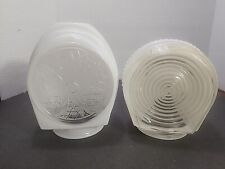 VTG  Geometric Art Deco Milk White Glass Sconce Light Lamp Shade Globe SET OF 2 picture