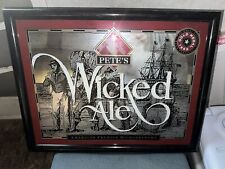 Vintage Pete's Wicked Ale Beer Mirror Wall Sign Amber Ale Man Cave 21.5”x16.5” picture