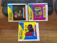 VINTAGE 1977 Star Wars Wax Pack Wrappers Set of (3) w/ C-3PO, R2-D2, Darth Vader picture