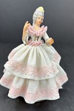 Dresden Germany Porcelain Lace Standing Lady Figurine CROWN N Western Germany picture