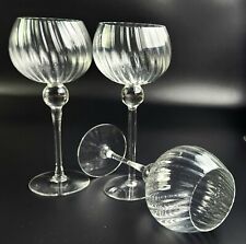 Vintage Crystal Tall Balloon Wine Glasses - Optical Illusion - 9 1/4