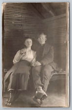 RPPC Man And Woman Holding Hands Arm Around Her Shoulder c1920s Postcard 214 picture
