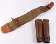 Rare WW1 Australian Army ANZAC Officer Telescope Carrier Bag & Leather Gaiters picture
