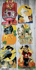 Lot of 6 VTG Halloween Die Cut Paper Cardboard Decorations Haunted House. Read. picture