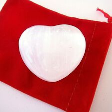 Selenite Carved Puff Heart Set 45mm Info Card Pouch Angel Divine Communication picture