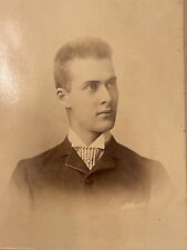 Young Man With Tall Coifed Hair In Suit Pinstripe Tie Chicago IL 1880s Cabinet  picture