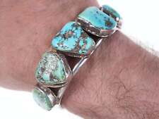 Vintage Native American sterling chunky turquoise cuff bracelet picture