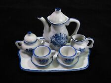 Andrea by Sadek Miniature Dollhouse Porcelain Tea Set 10pc Blue & White Floral picture