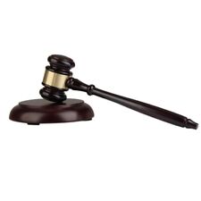 Wooden judge's gavel auction hammer with sound block for attorney judge B6A7 picture