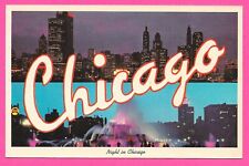 Night in Chicago, Illinois IL Post Card picture