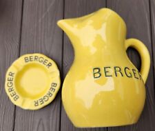 ♡2 RARE Vintage Original Berger Absinthe Pitcher France ASHTRAY YELLOW POTTERY ♤ picture