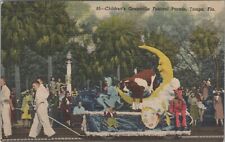 Tampa FL Gasparilla Pirate Festival Cow Jumping Moon Parade linen postcard G789 picture
